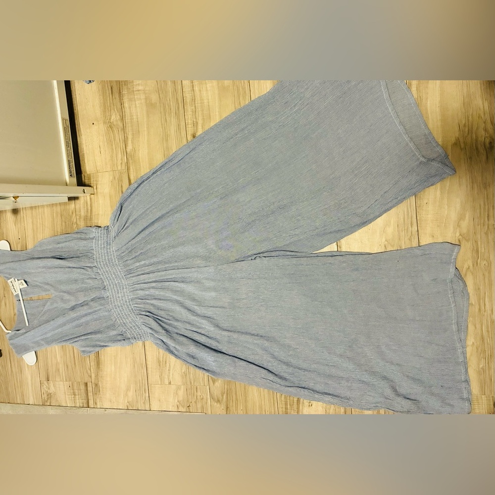 For The Republic Light Blue Wide Leg Jumpsuit